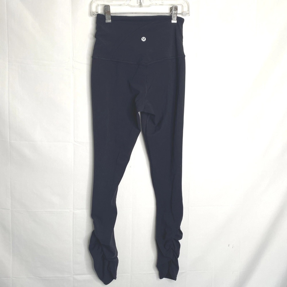 Lululemon Align High Rise Ruched Ankle Crossover Waist Leggings Black 4 LW5DJUS